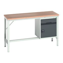 Bott Verso Framework Bench With 1 Drawer-Door Cabinet - Multiplex Worktop - 1500 x 600 (W x D mm)