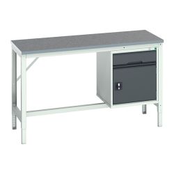 Bott Verso Framework Bench With 1 Drawer-Door Cabinet - Lino Worktop - 1500 x 600 (W x D mm)